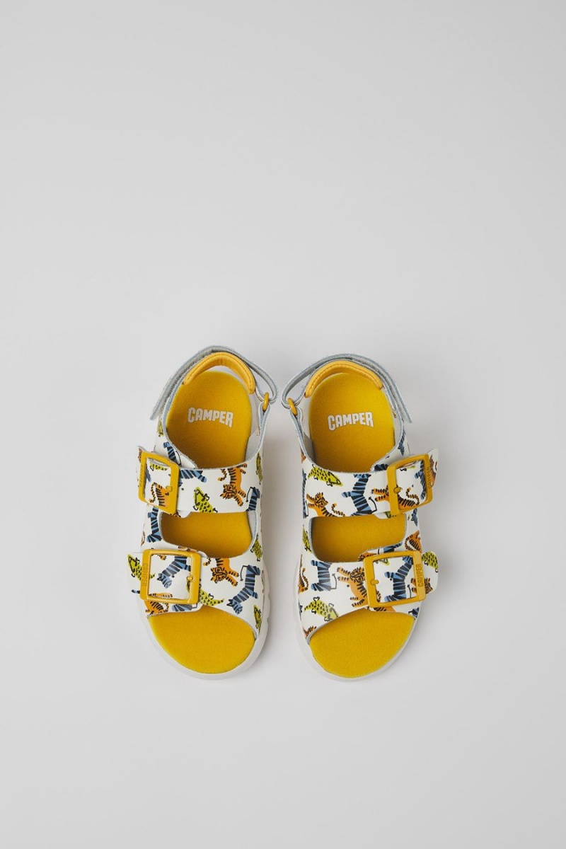 Sandalias Camper Oruga Cuero Niña Amarillo | WXFME-9261