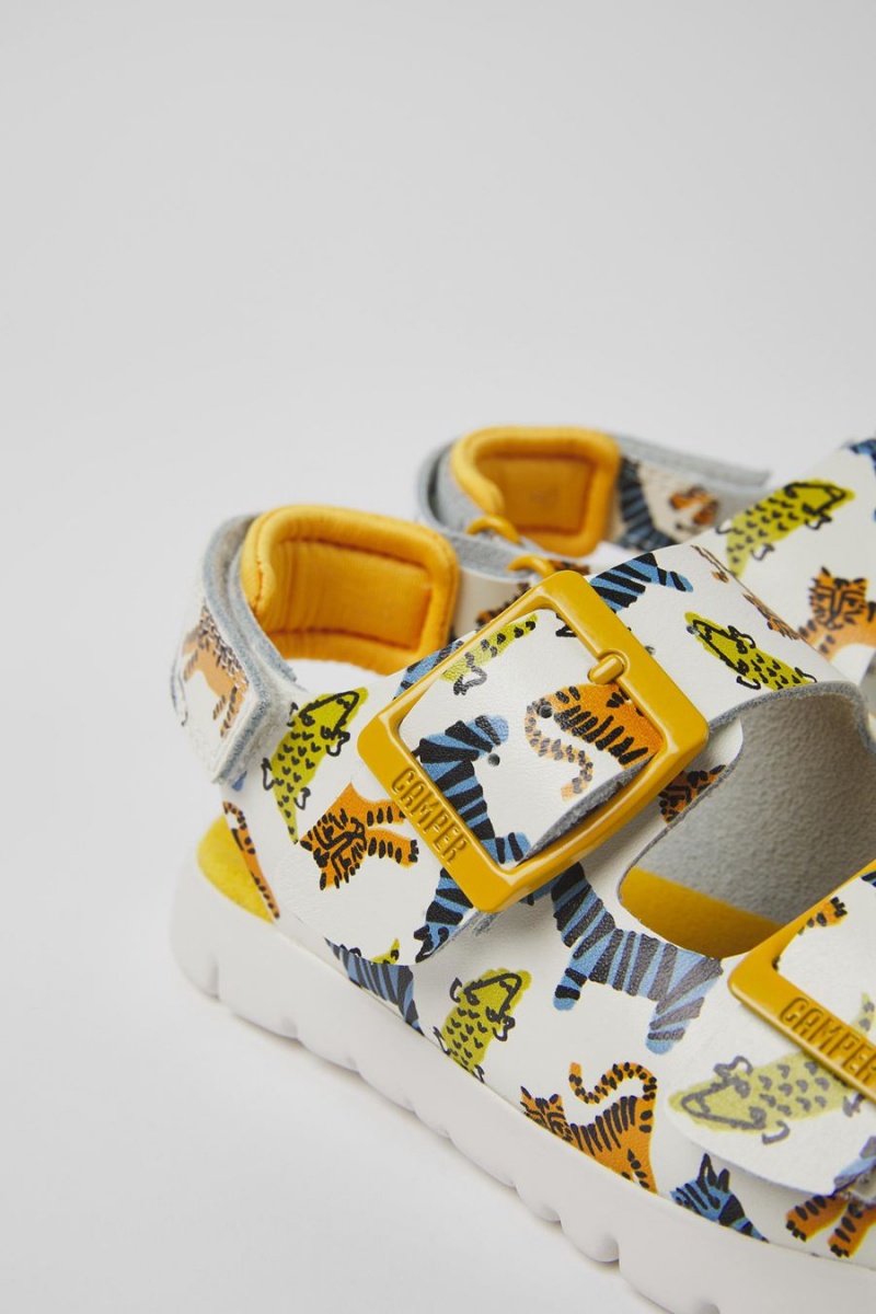 Sandalias Camper Oruga Cuero Niña Amarillo | WXFME-9261