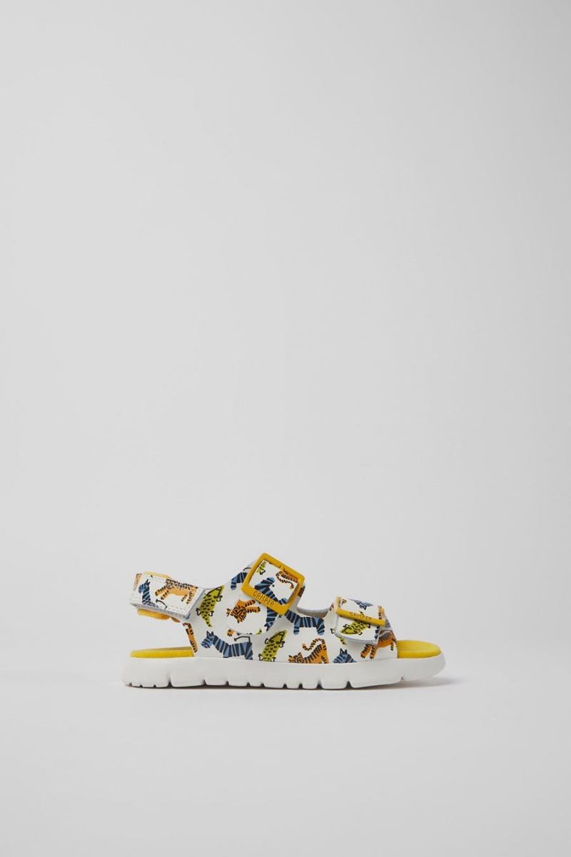 Sandalias Camper Oruga Cuero Niña Amarillo | WXFME-9261
