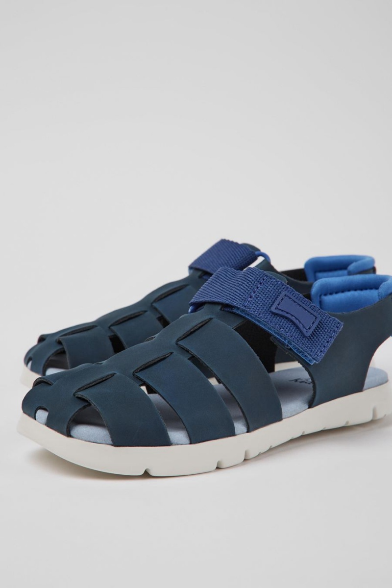 Sandalias Camper Oruga Cuero Niña Azules | CPJFT-0245