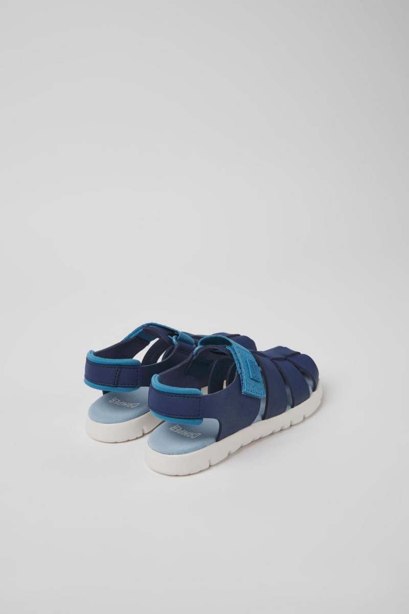Sandalias Camper Oruga Cuero Niña Azules | QSJRX-2539