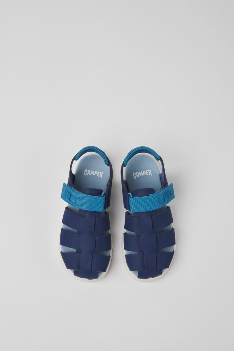 Sandalias Camper Oruga Cuero Niña Azules | QSJRX-2539