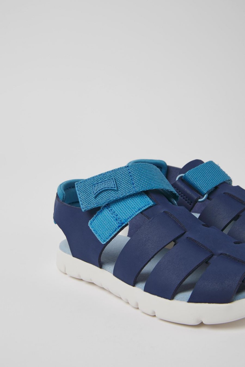 Sandalias Camper Oruga Cuero Niña Azules | QSJRX-2539