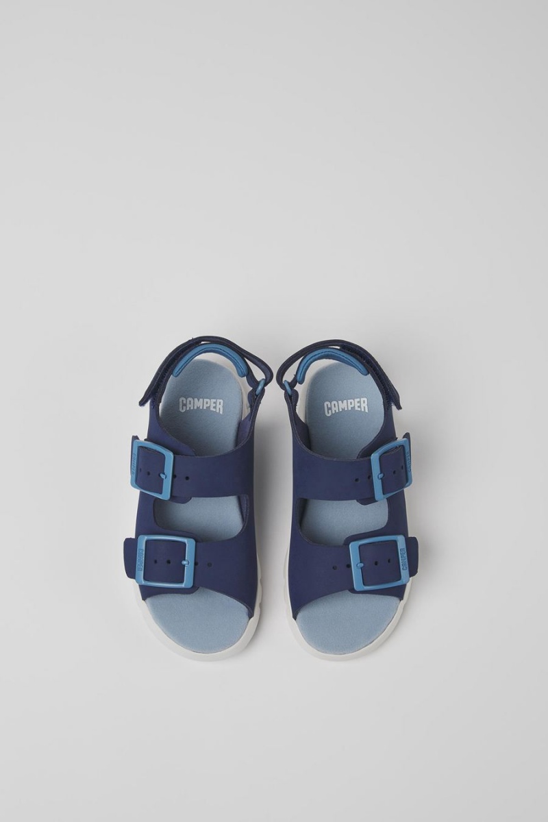 Sandalias Camper Oruga Cuero Niña Azules | WVZXE-1740