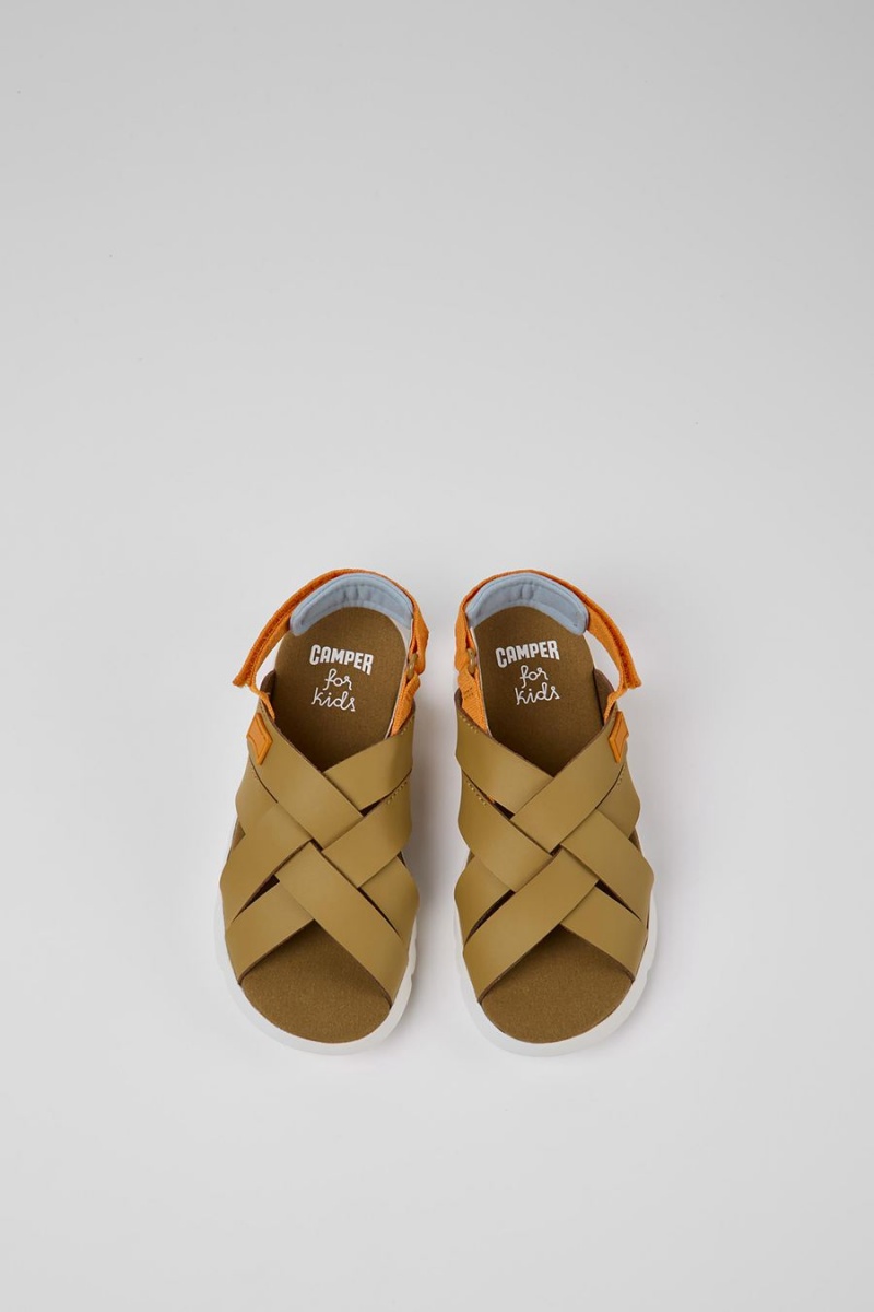 Sandalias Camper Oruga Cuero Niña Marrones | PTANH-9048