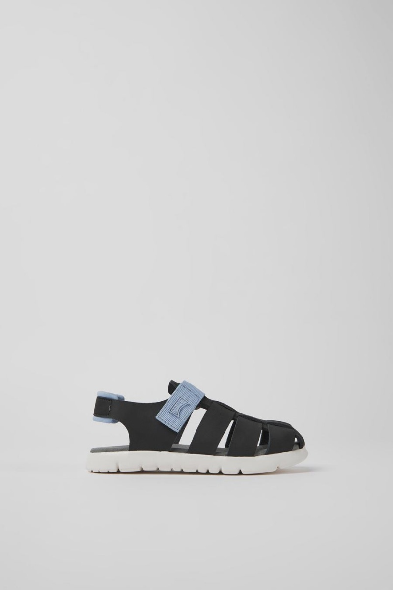 Sandalias Camper Oruga Cuero Niña Negras | HNBWM-5470