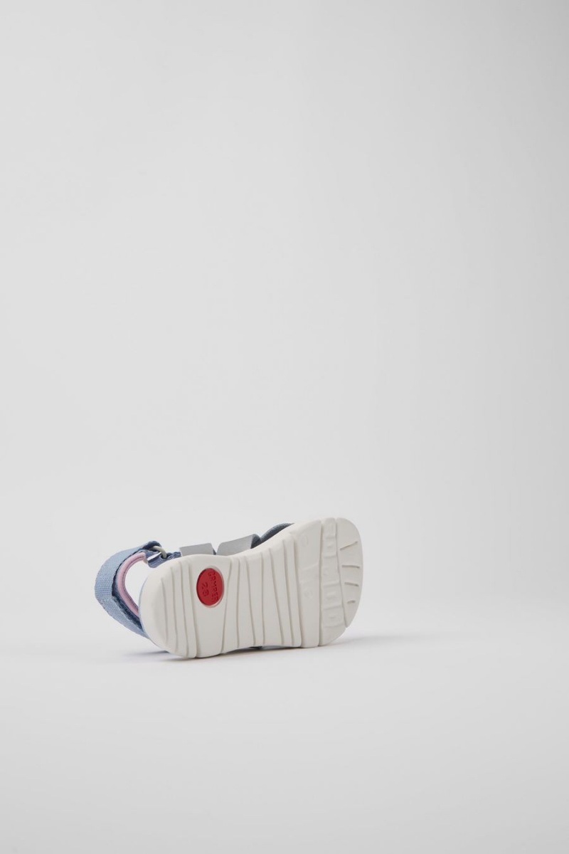 Sandalias Camper Oruga Cuero Niña Plateadas | XGFUN-3859