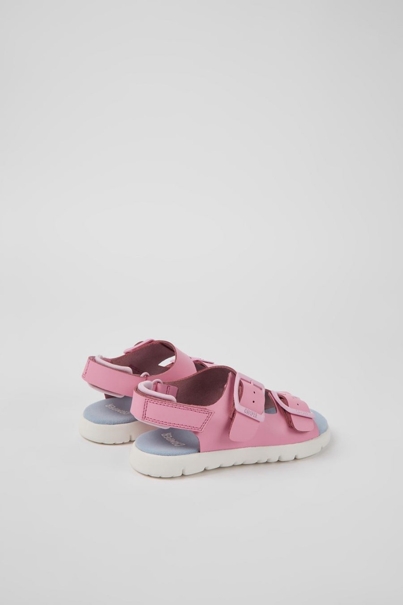 Sandalias Camper Oruga Cuero Niña Rosas | MZQSD-1237