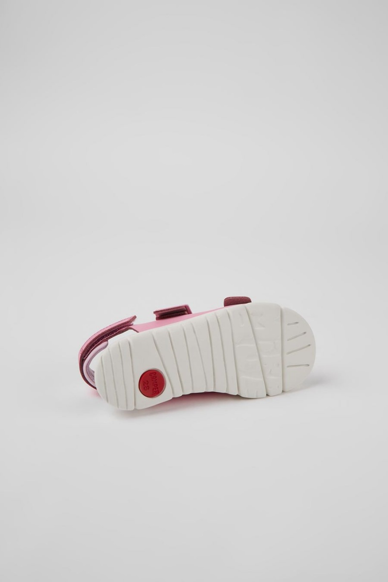 Sandalias Camper Oruga Cuero Niña Rosas | MZQSD-1237