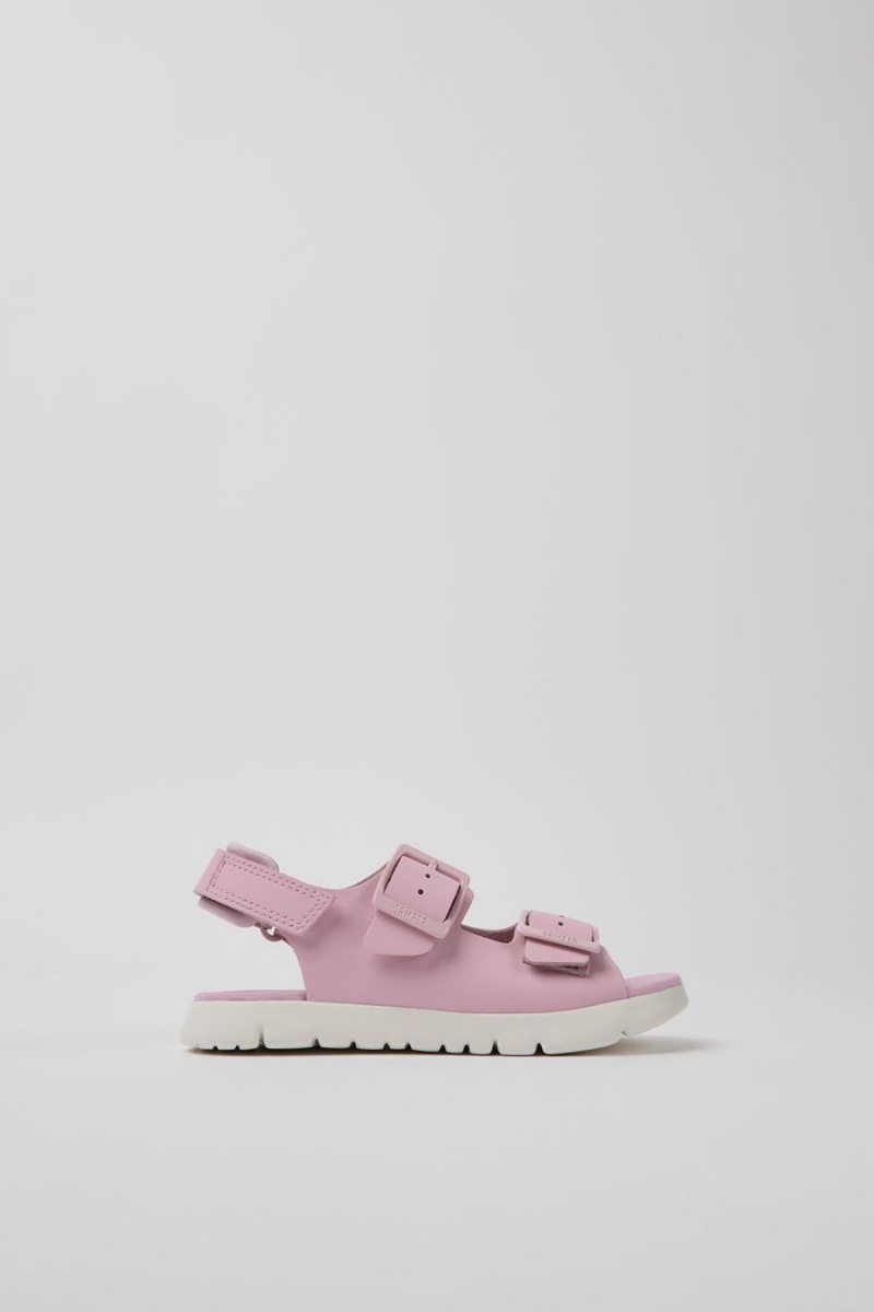 Sandalias Camper Oruga Cuero Niña Rosas | IGEYW-8526