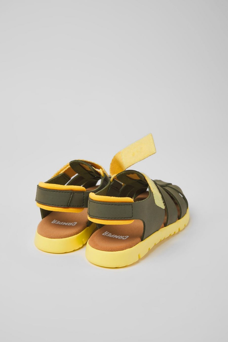 Sandalias Camper Oruga Cuero Niña Verde | ESNMF-9456