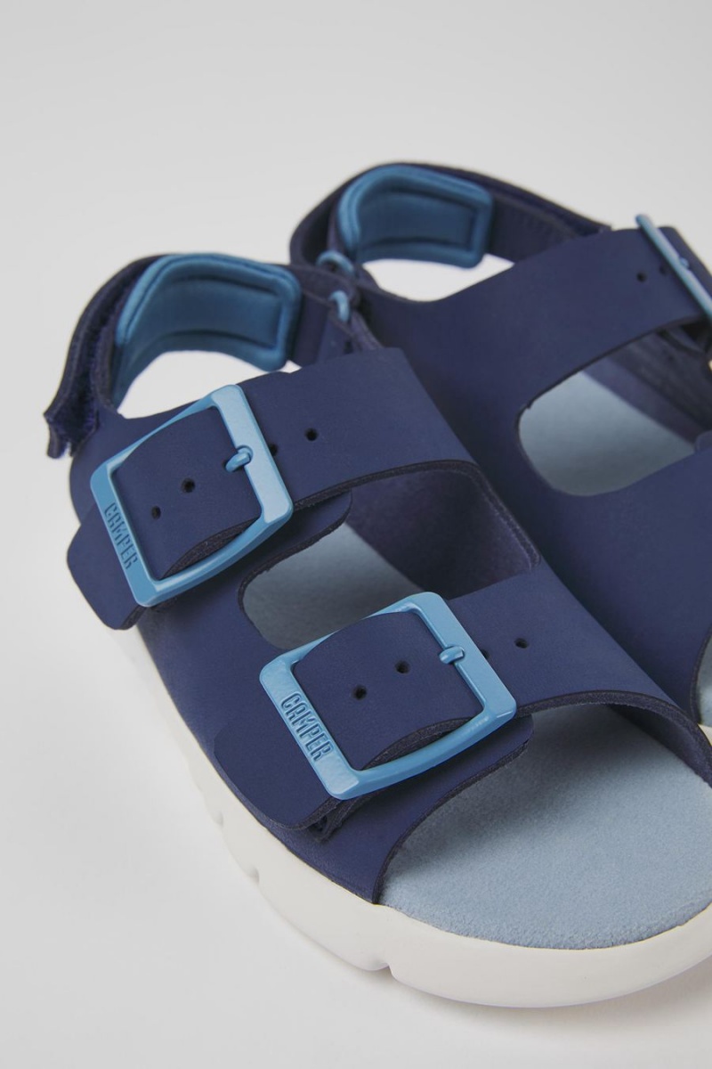 Sandalias Camper Oruga Cuero Niño Azules | YNPOA-3950