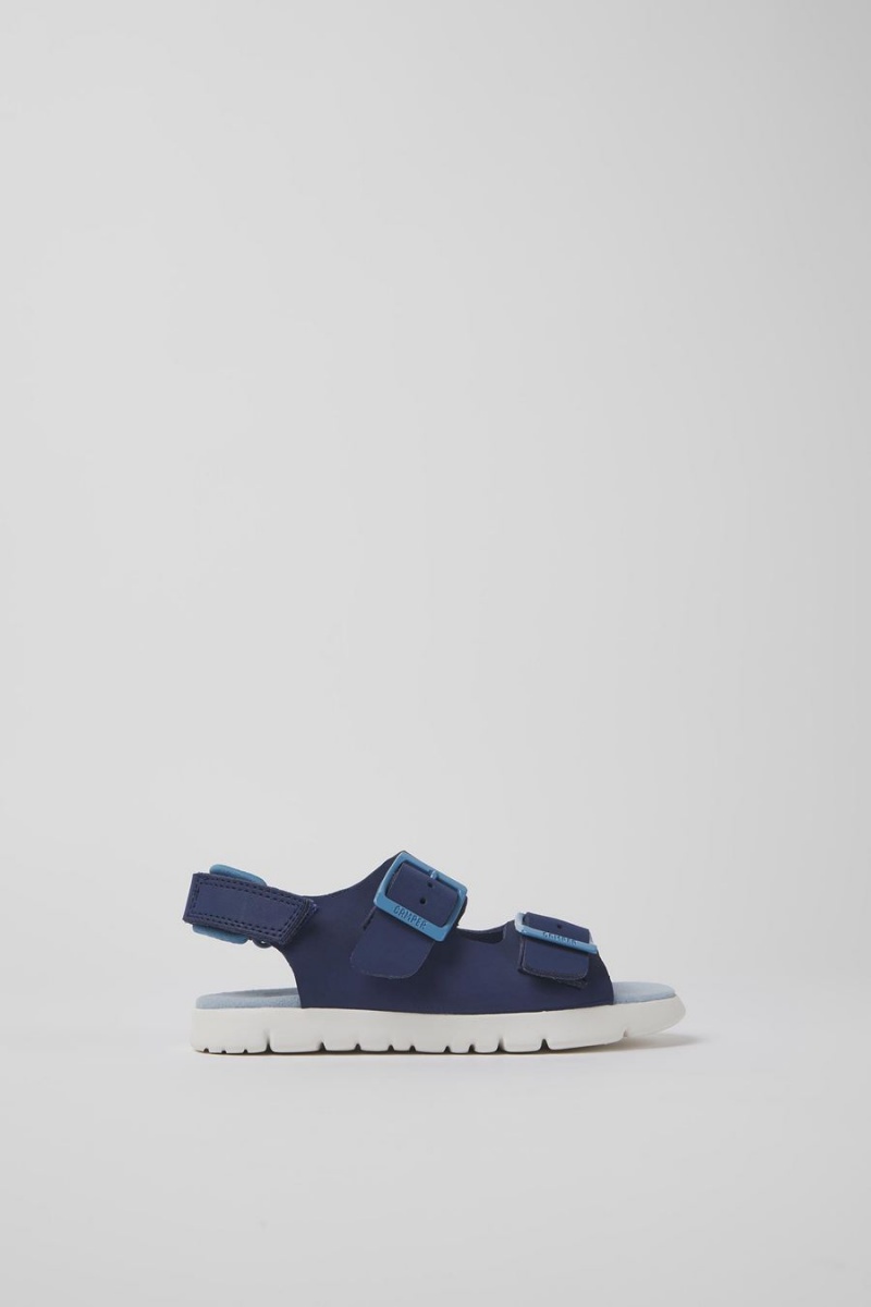 Sandalias Camper Oruga Cuero Niño Azules | YNPOA-3950