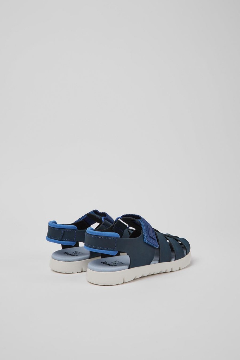 Sandalias Camper Oruga Cuero Niño Azules | IGMPJ-4672