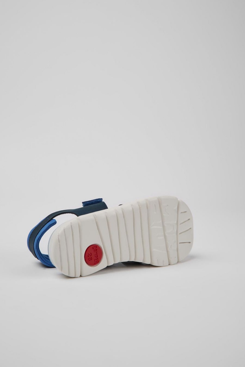 Sandalias Camper Oruga Cuero Niño Azules | IGMPJ-4672
