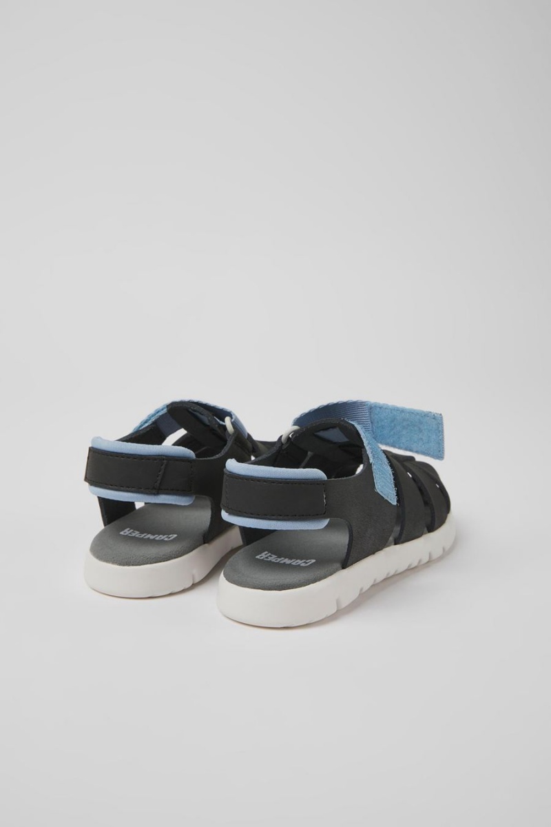 Sandalias Camper Oruga Cuero Niño Negras | ZWNUV-7028
