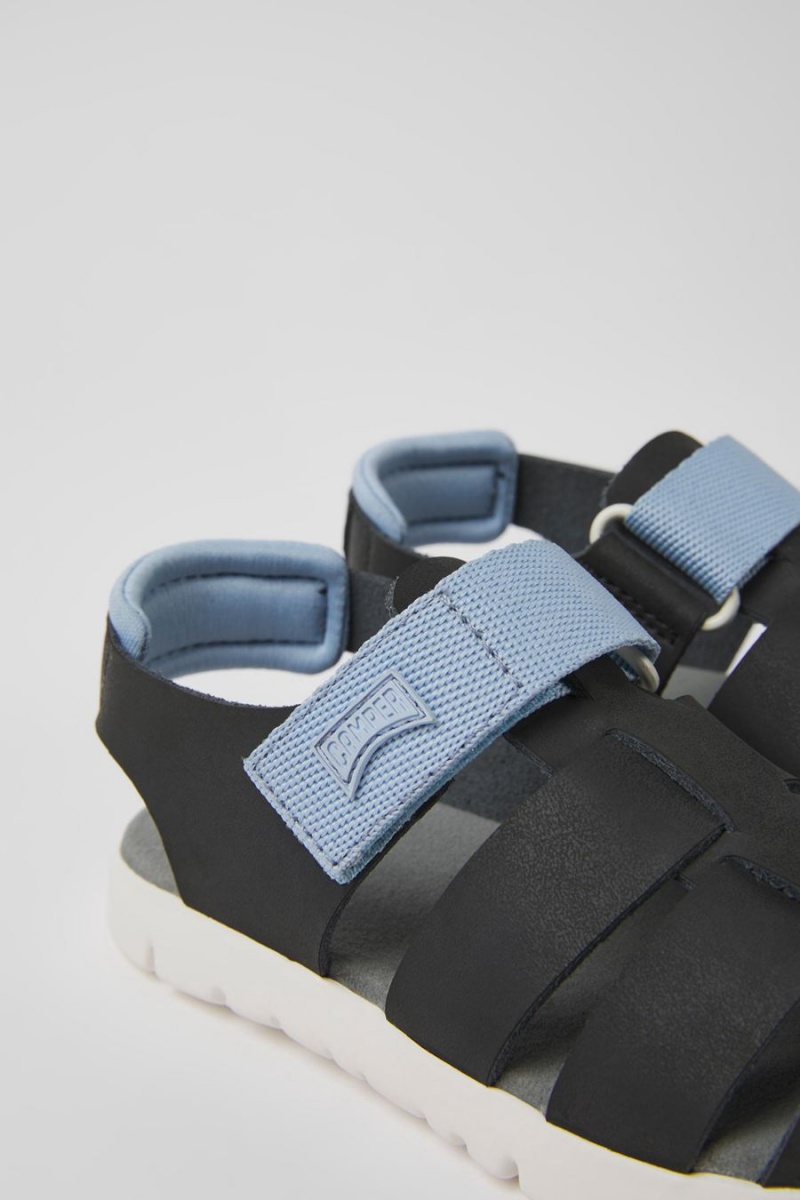 Sandalias Camper Oruga Cuero Niño Negras | ZWNUV-7028