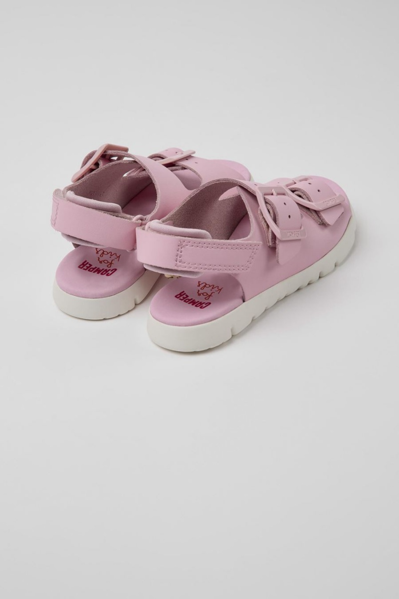 Sandalias Camper Oruga Cuero Niño Rosas | GDPQN-8274