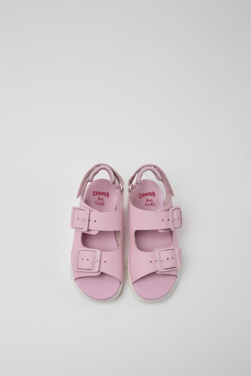 Sandalias Camper Oruga Cuero Niño Rosas | GDPQN-8274