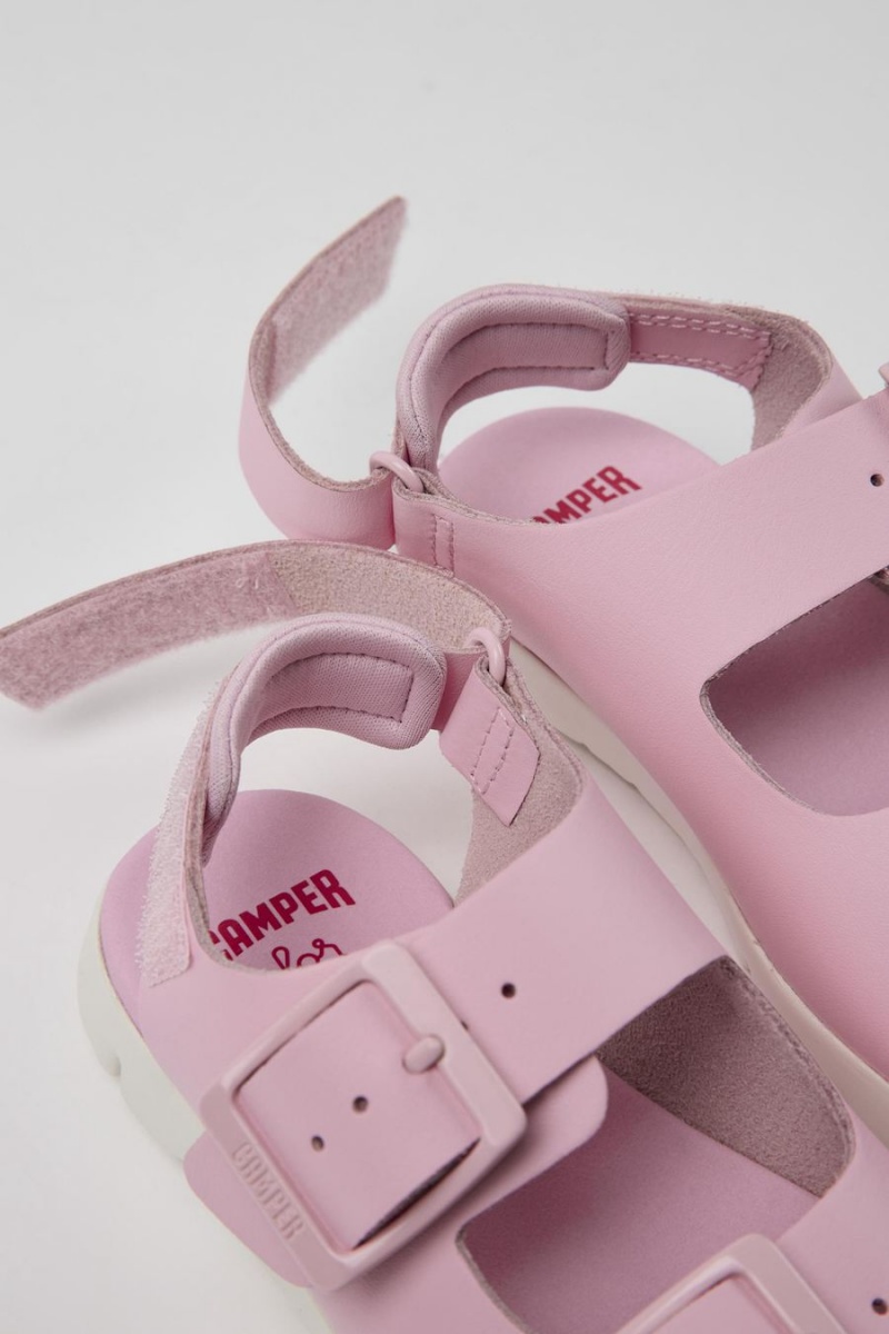 Sandalias Camper Oruga Cuero Niño Rosas | GDPQN-8274
