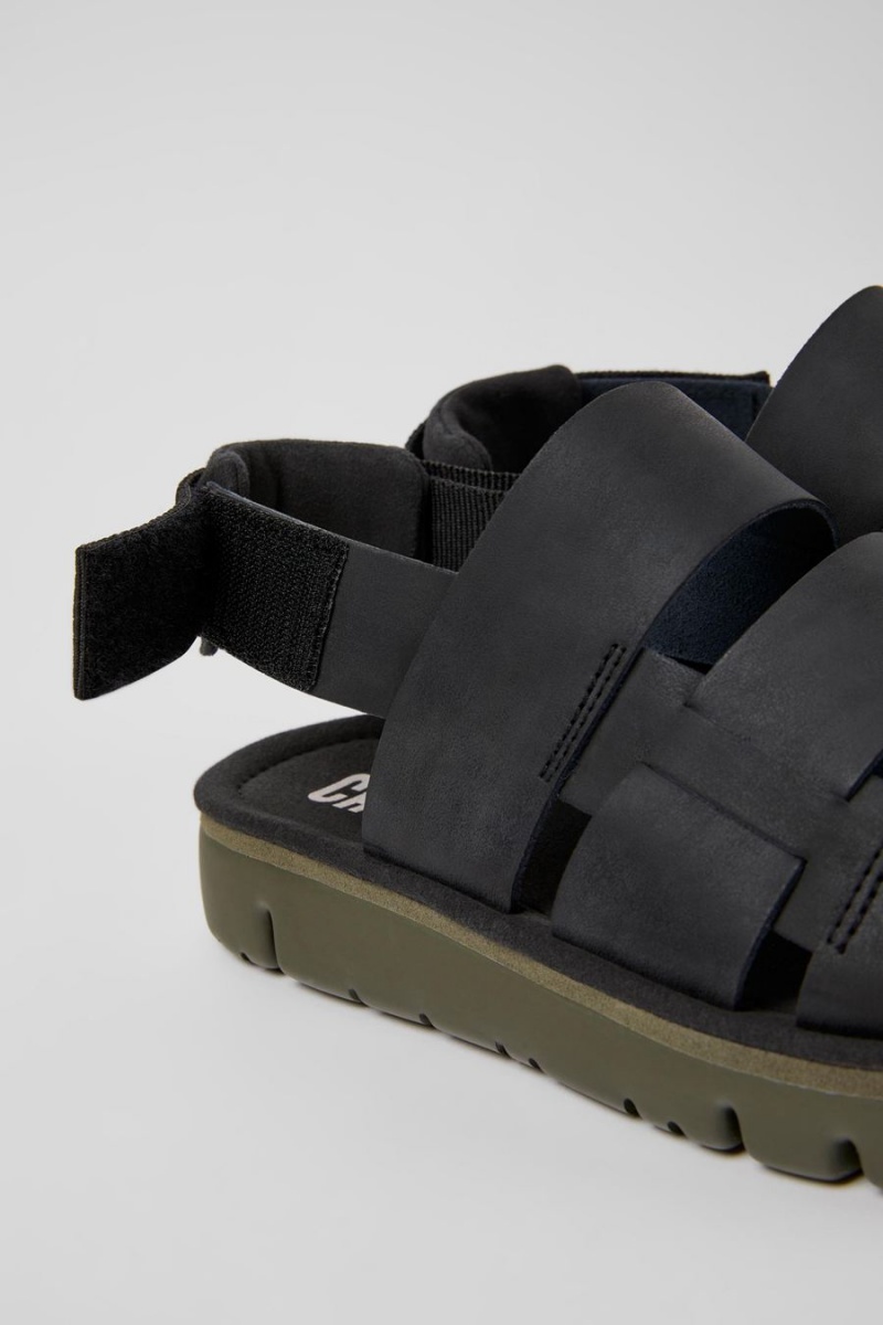Sandalias Camper Oruga Cuero Textil Hombre Negras | BIURW-9720