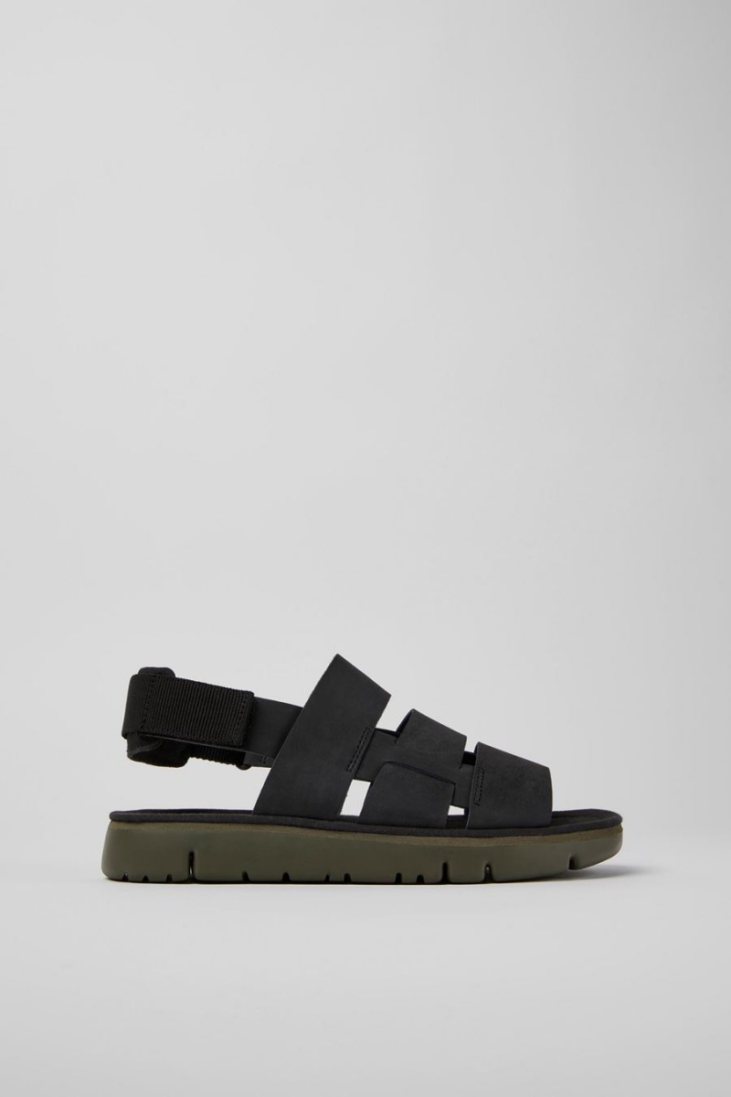 Sandalias Camper Oruga Cuero Textil Hombre Negras | BIURW-9720