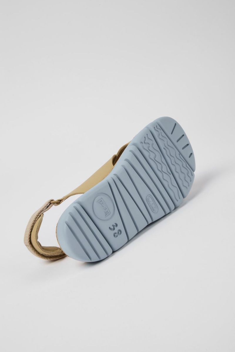 Sandalias Camper Oruga Cuero Textil Mujer Beige | CDBKA-7824
