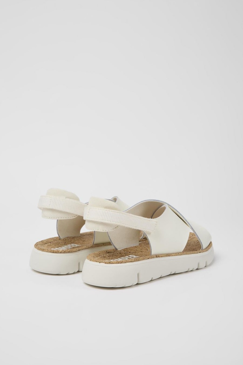 Sandalias Camper Oruga Cuero Textil Mujer Blancas | LNUCM-1580