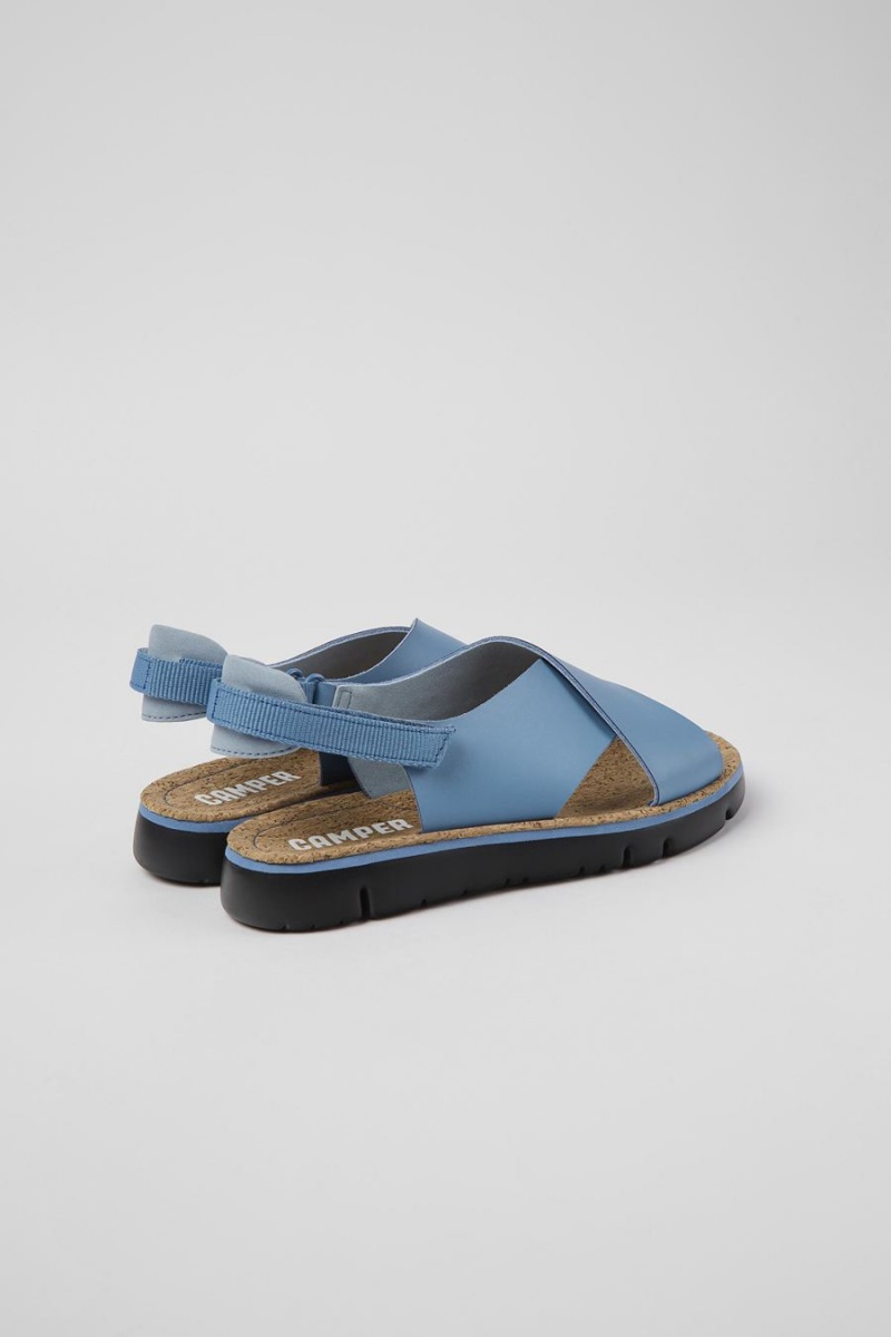 Sandalias Camper Oruga Cuero Textil Mujer Azules | PCOSB-9431