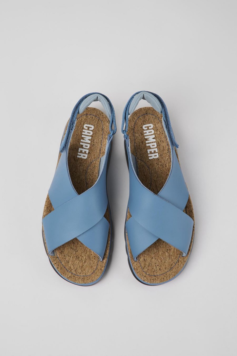 Sandalias Camper Oruga Cuero Textil Mujer Azules | PCOSB-9431