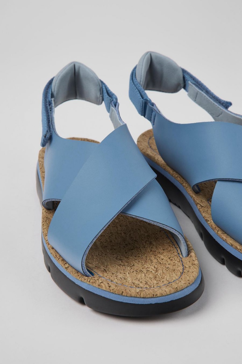 Sandalias Camper Oruga Cuero Textil Mujer Azules | PCOSB-9431