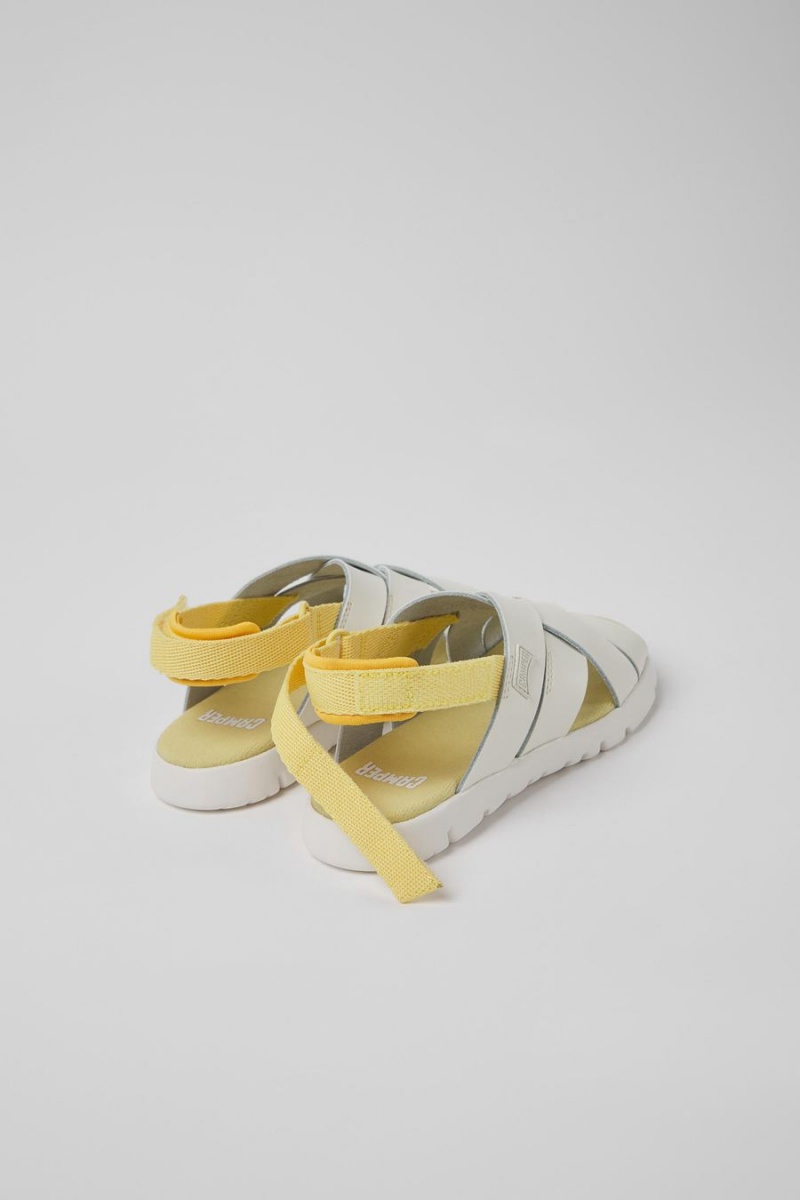 Sandalias Camper Oruga Cuero Textil Niña Blancas | JVESU-0514