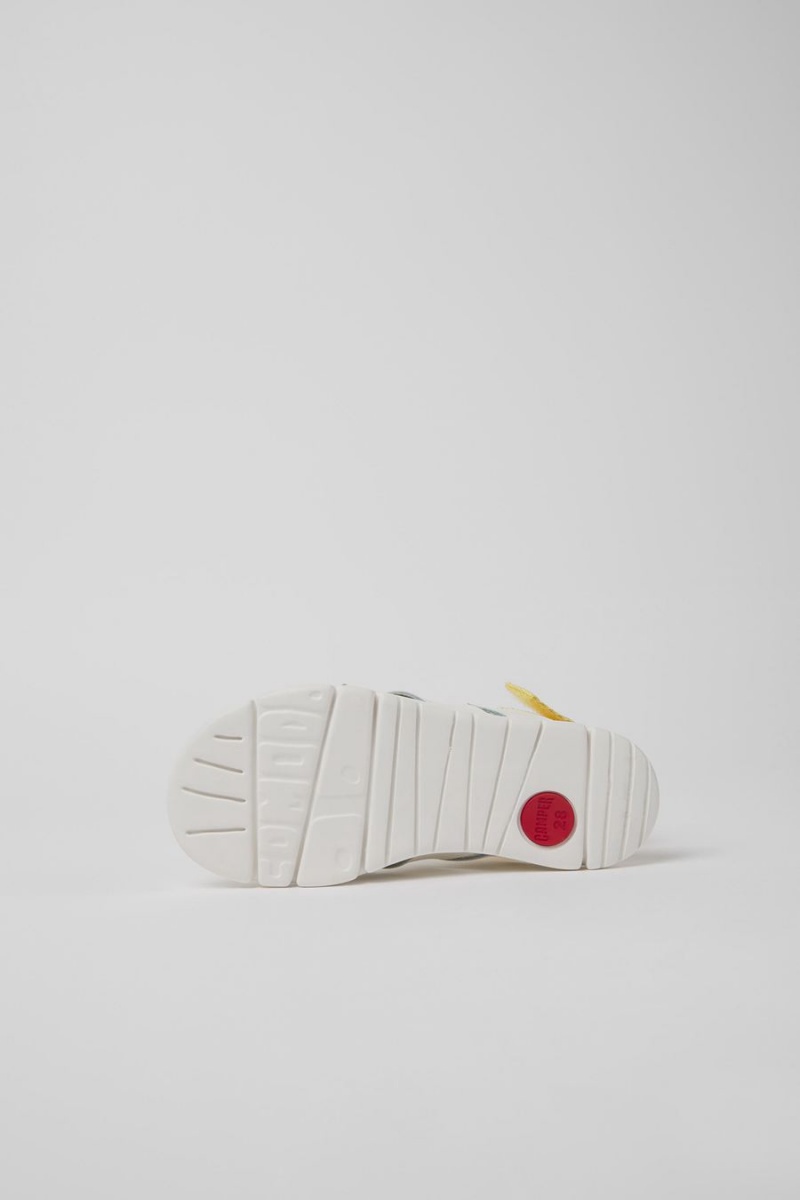 Sandalias Camper Oruga Cuero Textil Niña Blancas | JVESU-0514