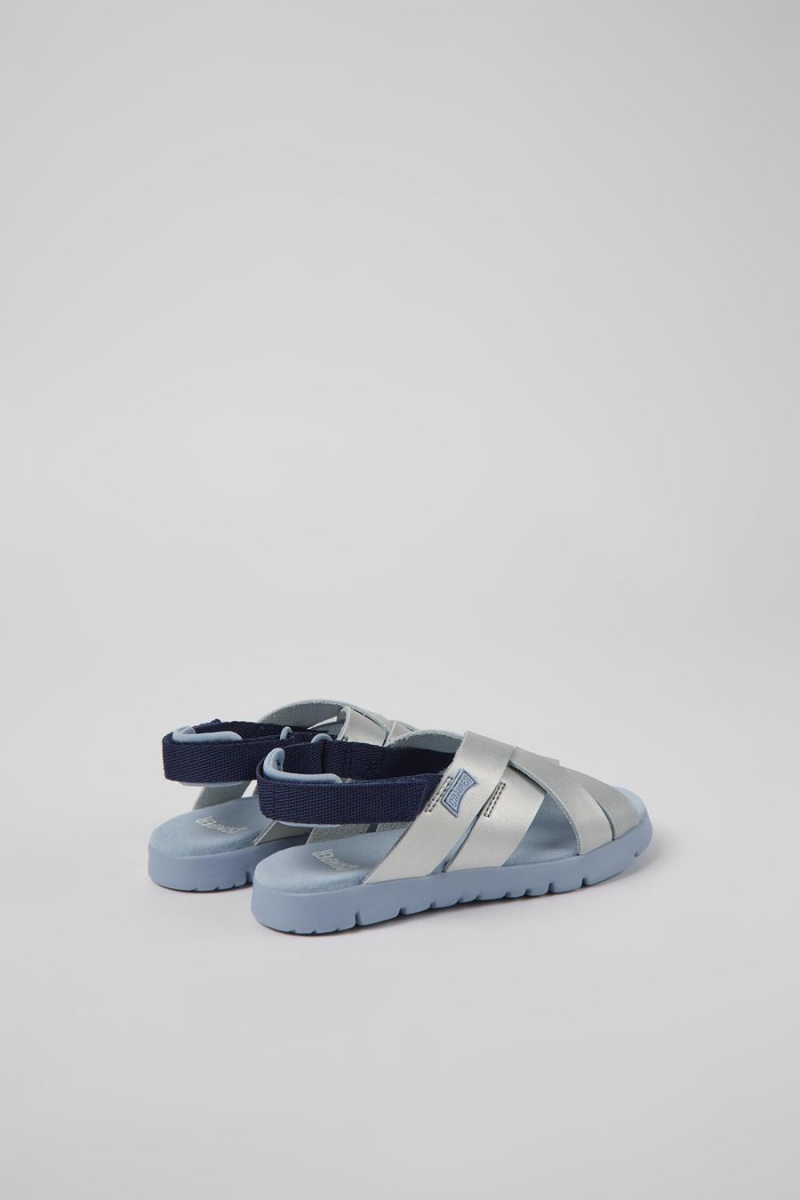 Sandalias Camper Oruga Cuero Textil Niña Gris | AHLVM-8304