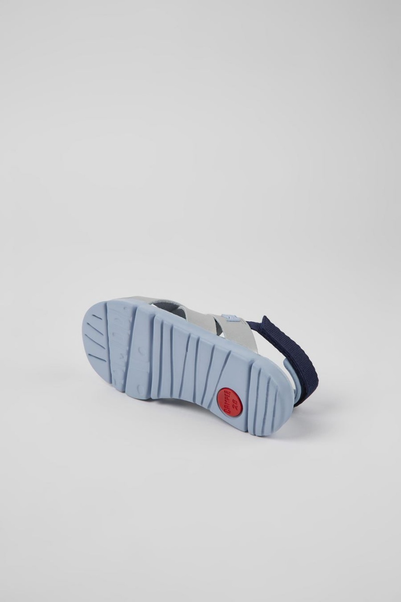 Sandalias Camper Oruga Cuero Textil Niña Gris | AHLVM-8304