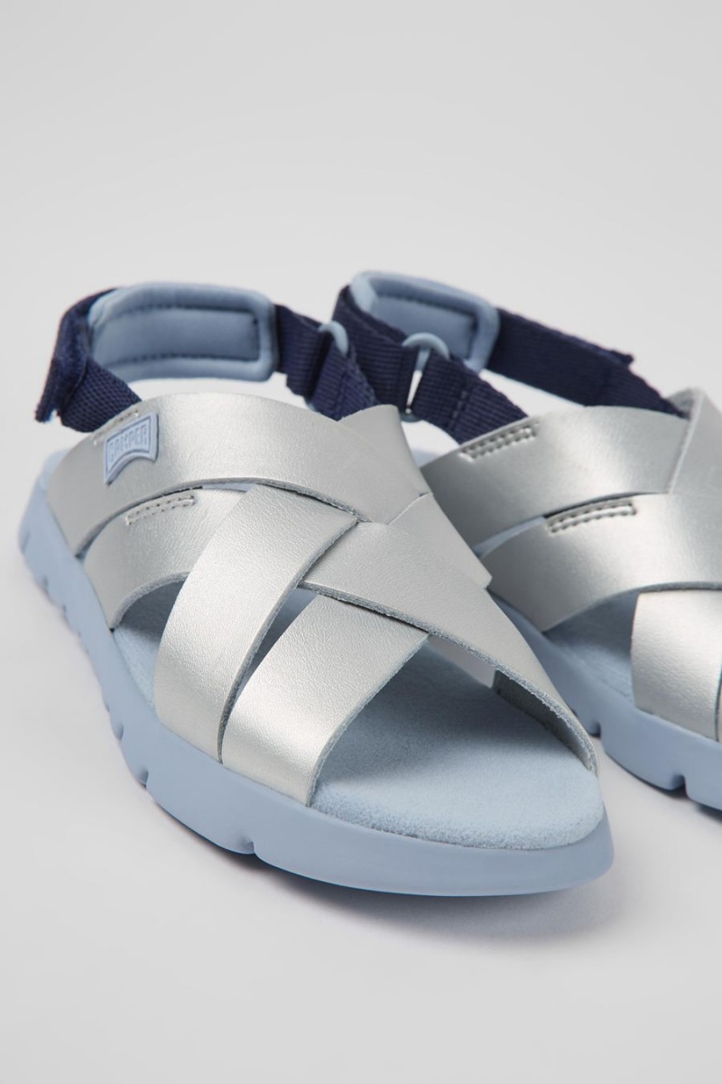 Sandalias Camper Oruga Cuero Textil Niña Gris | AHLVM-8304
