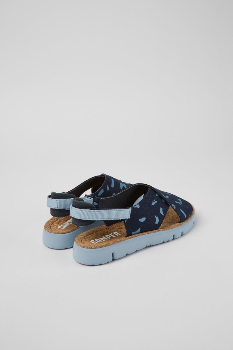 Sandalias Camper Oruga Nubuck Textil Mujer Azules | CPGSW-8951