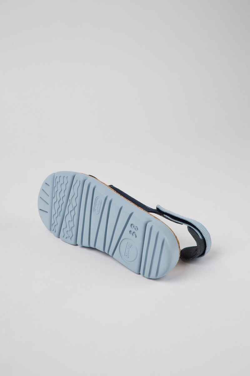 Sandalias Camper Oruga Nubuck Textil Mujer Azules | CPGSW-8951