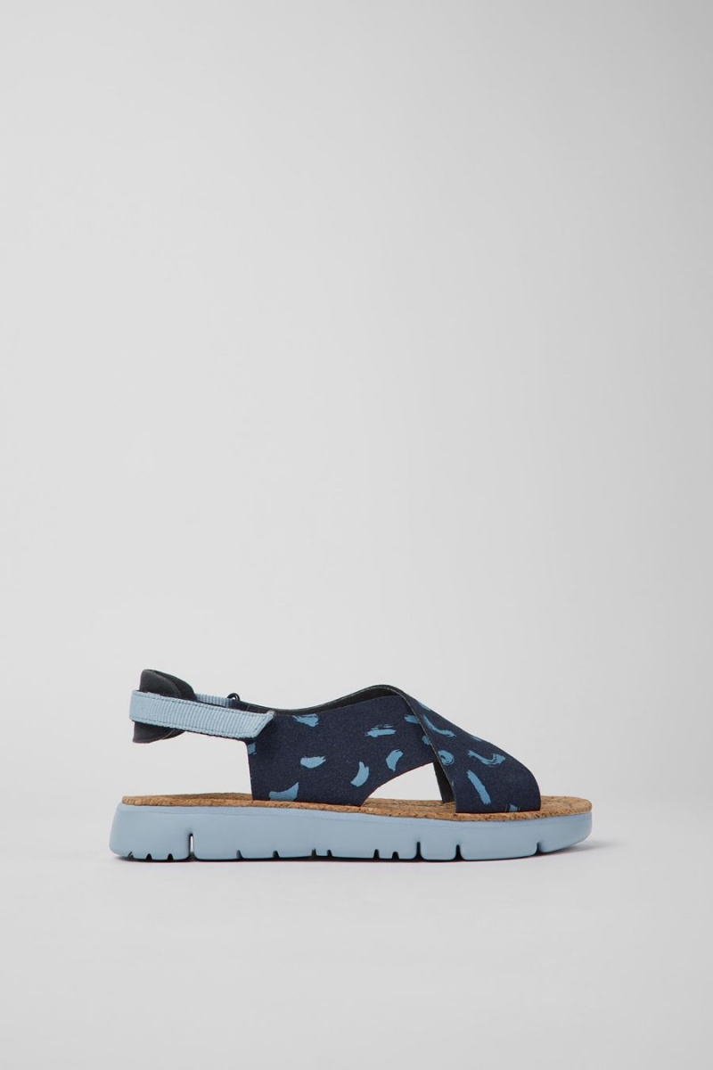 Sandalias Camper Oruga Nubuck Textil Mujer Azules | CPGSW-8951