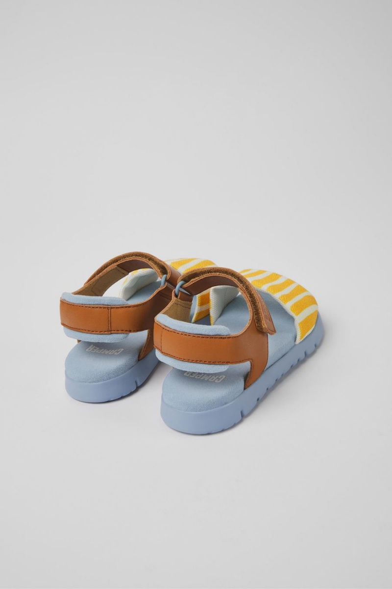 Sandalias Camper Oruga Textil Cuero Niña Amarillo | QGOPW-7035