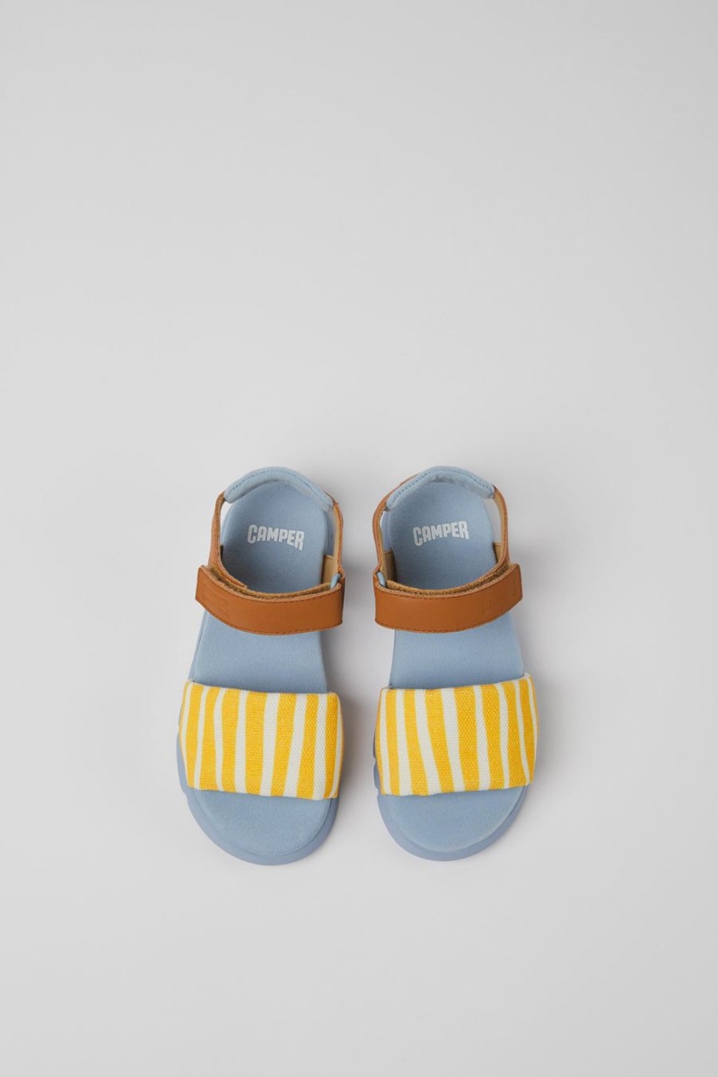 Sandalias Camper Oruga Textil Cuero Niña Amarillo | QGOPW-7035