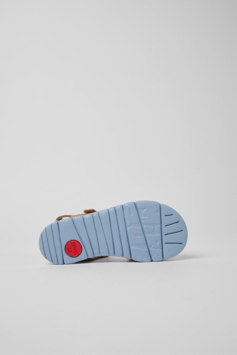 Sandalias Camper Oruga Textil Cuero Niña Amarillo | QGOPW-7035