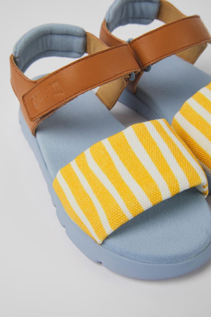 Sandalias Camper Oruga Textil Cuero Niña Amarillo | QGOPW-7035