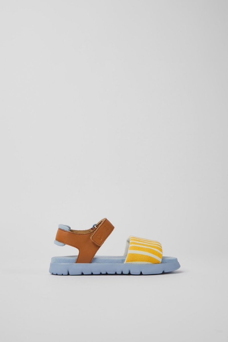 Sandalias Camper Oruga Textil Cuero Niña Amarillo | QGOPW-7035
