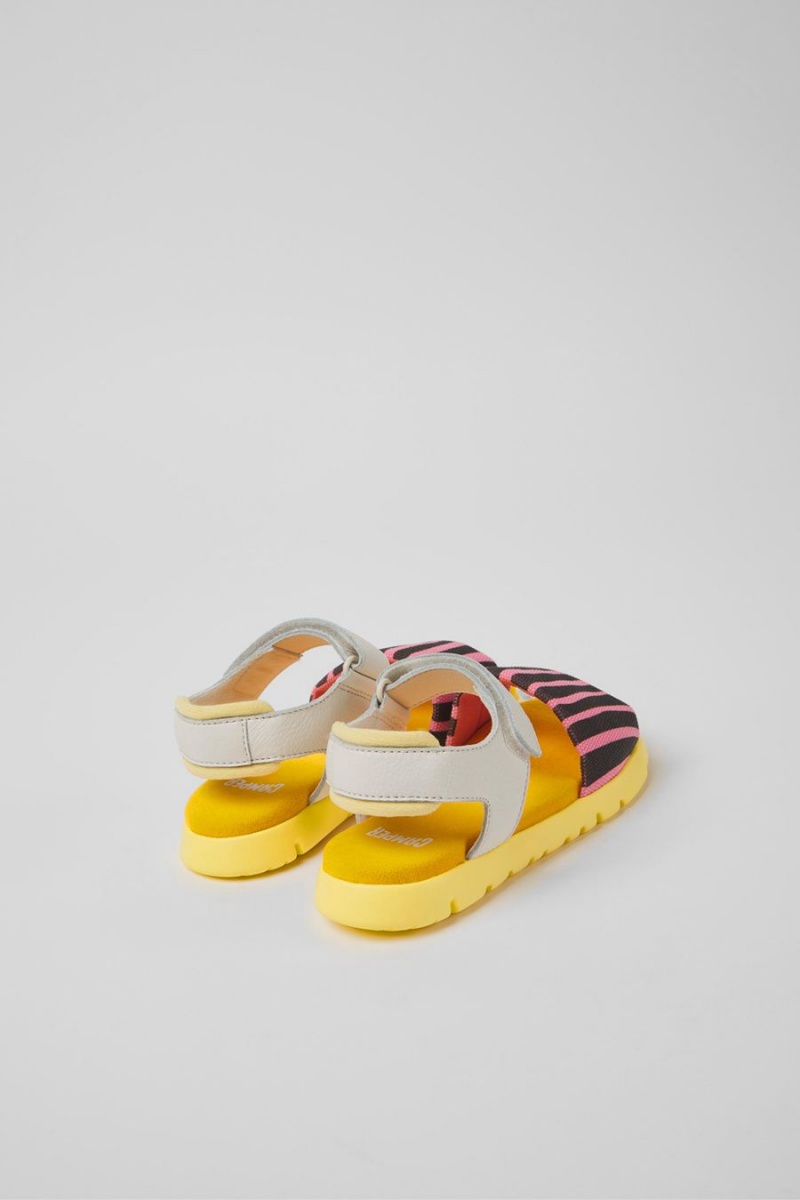 Sandalias Camper Oruga Textil Cuero Niña Amarillo | LUMTI-5917