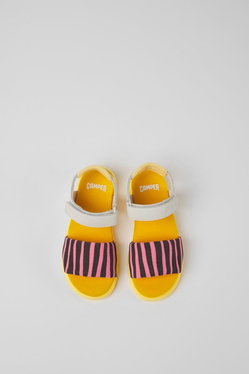 Sandalias Camper Oruga Textil Cuero Niña Amarillo | LUMTI-5917