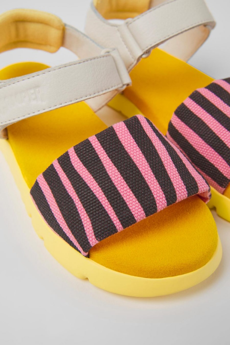 Sandalias Camper Oruga Textil Cuero Niña Amarillo | LUMTI-5917