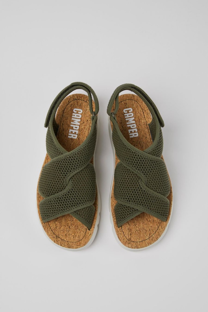 Sandalias Camper Oruga Textil Mujer Verde | AHVRT-5136