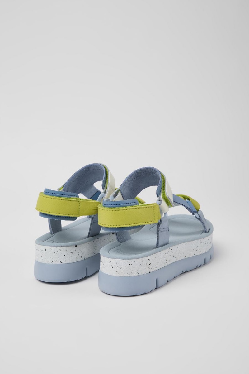 Sandalias Camper Oruga Up Cuero Mujer Azules | OLWRV-1983