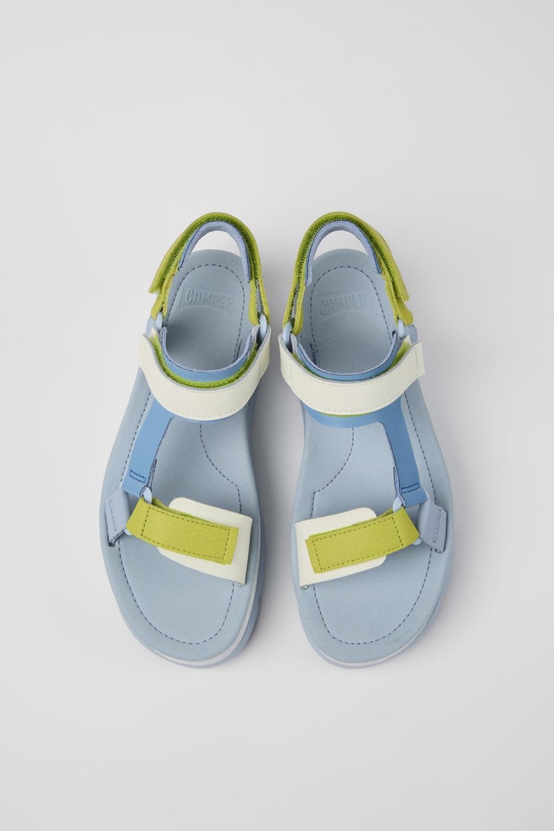 Sandalias Camper Oruga Up Cuero Mujer Azules | OLWRV-1983